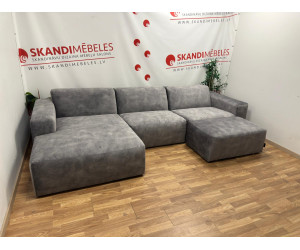 Dīvāns LOFT (Stūra, atdalāms)(Komplektā ar pufu)(Ekspozīcija)